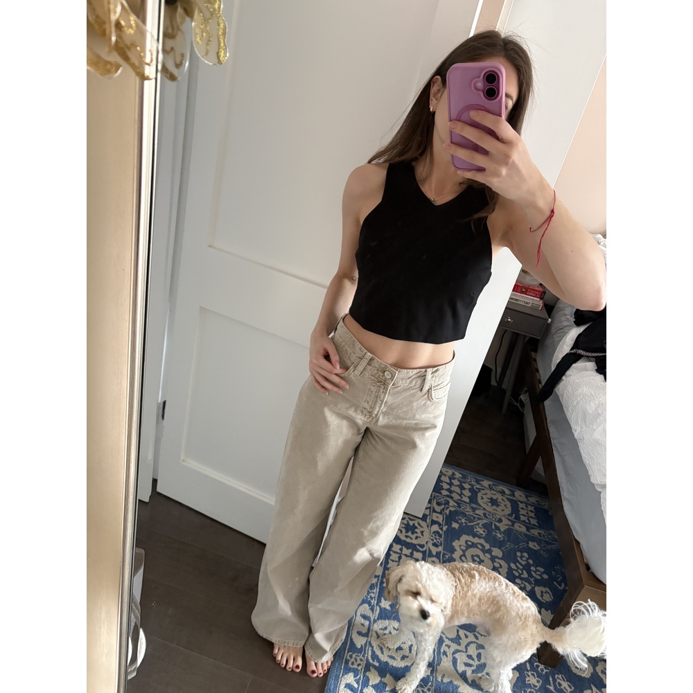 Kendall + Kylie Black Cropped Zip-Up Tank Top
